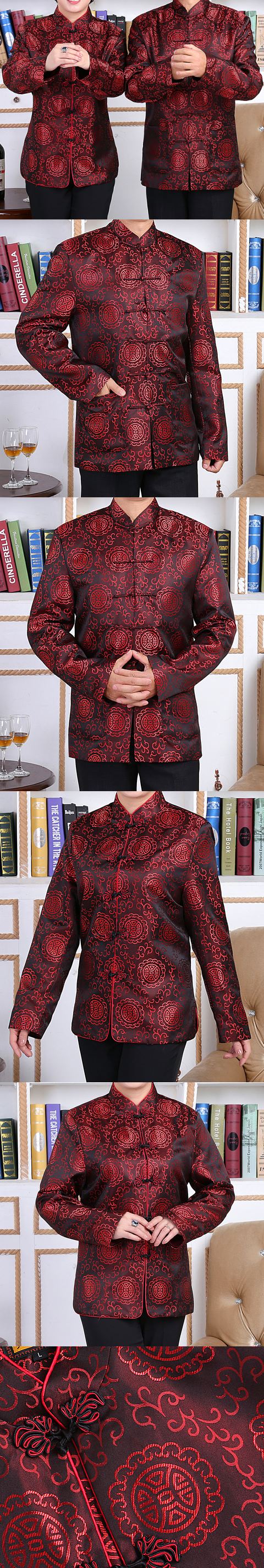 Shou Embroidery Brocade Long-sleeve Mandarin Top (RM)