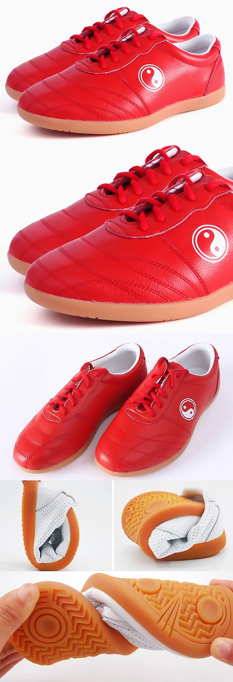 Professional Taichi Cowhide Sneakers (Red)