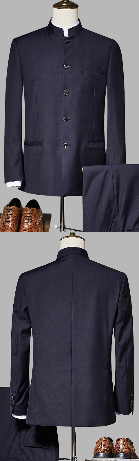 Modernised Snug Fit Mao Suit - Dk Navy (RM)