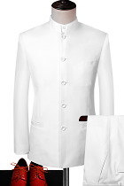 Modernised Snug Fit Mao Suit - White (RM)