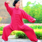Professional Taichi Kungfu Uniform with Pants - Cotton/Silk - Fuchsia (RM)