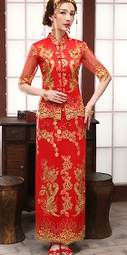 Red Evening-dress / Bridal Skirt Suit