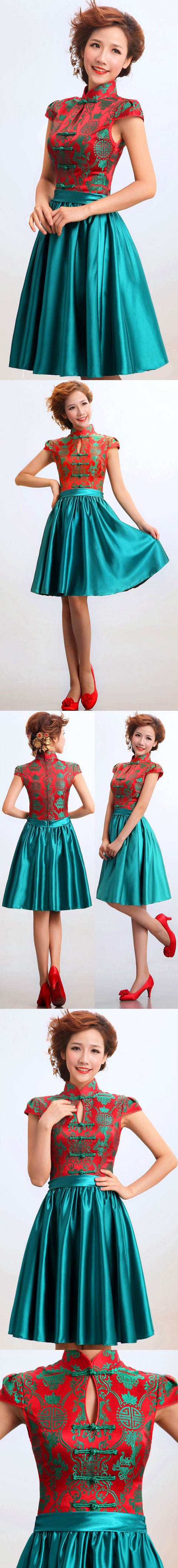 Cup-sleeve Short-length Bridal Cheongsam (RM)