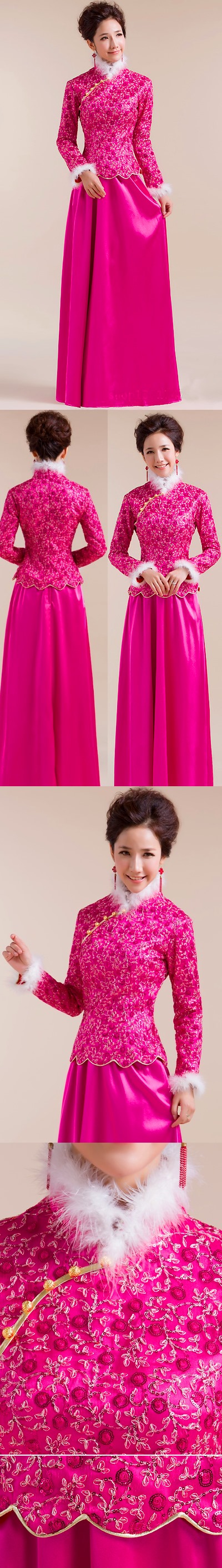 Long-sleeve Long-length Bridal Cheongsam (RM)