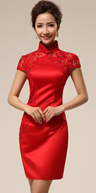 Cup-sleeve Short-length Bridal Cheongsam (RM)