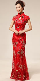 Cup-sleeve Long-length Bridal Cheongsam (RM)