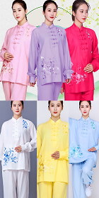 Long-sleeve Embroidery Linen Taichi Kungfu Uniform (RM)