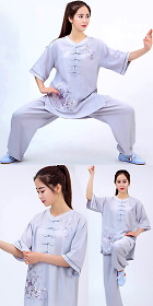 Mid-sleeve Embroidery Linen Taichi Kungfu Uniform (RM)