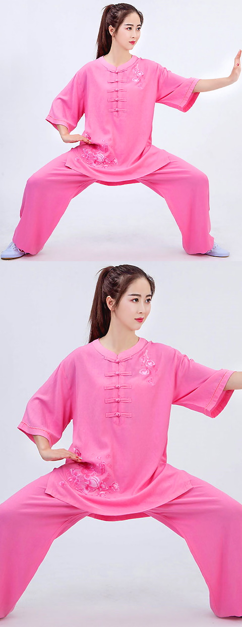 Mid-sleeve Embroidery Linen Taichi Kungfu Uniform (RM)