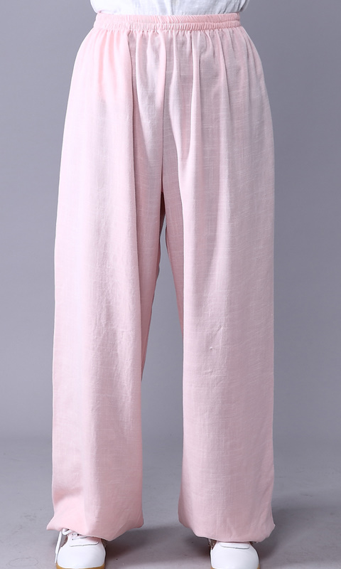 Professional Taichi Kungfu Pants - Cotton/Linen - Pink (RM)