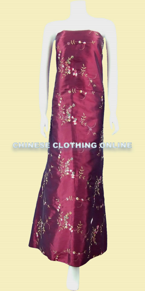 Fabric - Floral Embroidery Chameleon Thai Silk