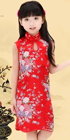 Girl's Sleeveless Floral Cheongsam Dress (RM)