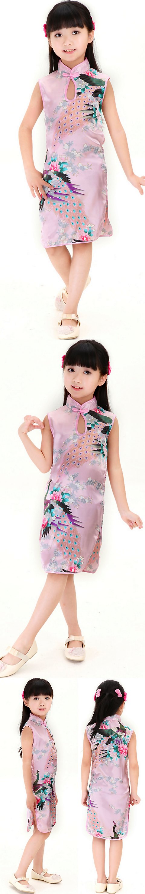 Girl's Sleeveless Floral Cheongsam Dress (RM)