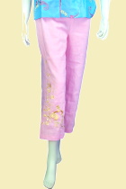 Floral Embroidery Pants (Pink)