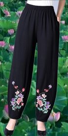 花卉刺繡中式長褲 (成衣)