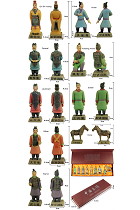 Colored 9-piece (8cm) Miniature Terracotta Army