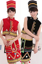 Chinese Ethnic Dancing Costume - Dai Zu | Li Zu | Wa Zu | Jingpo Zu