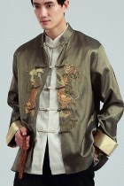 Mandarin Dual-dragon Embroidery Thai Silk Jacket (RM)