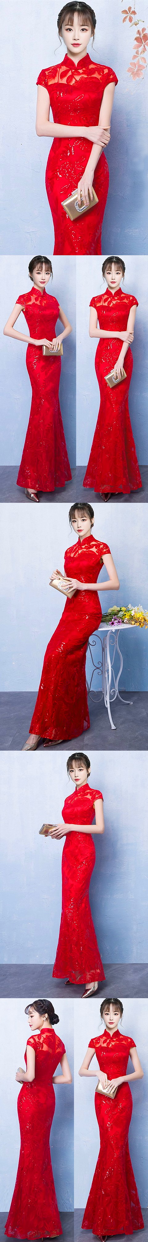 Paillettes Long-length Evening-dress Cheongsam (RM/CM)