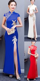 Long-length Silky Embroidery Cheongsam (CM/RM)