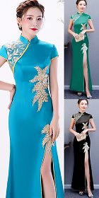 Long-length Silky Embroidery Cheongsam (CM/RM)