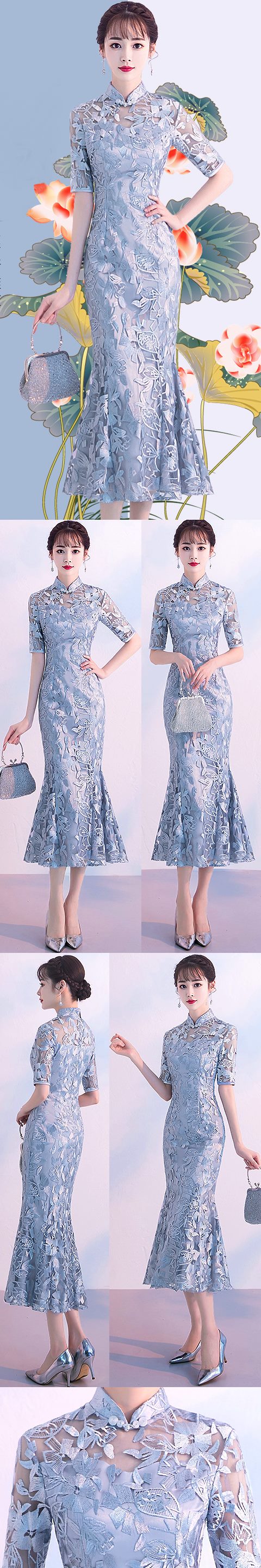 Fishtail Gorgeous Embroidery Gauze Cheongsam (RM/CM)