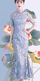 Fishtail Gorgeous Embroidery Gauze Cheongsam (RM/CM)