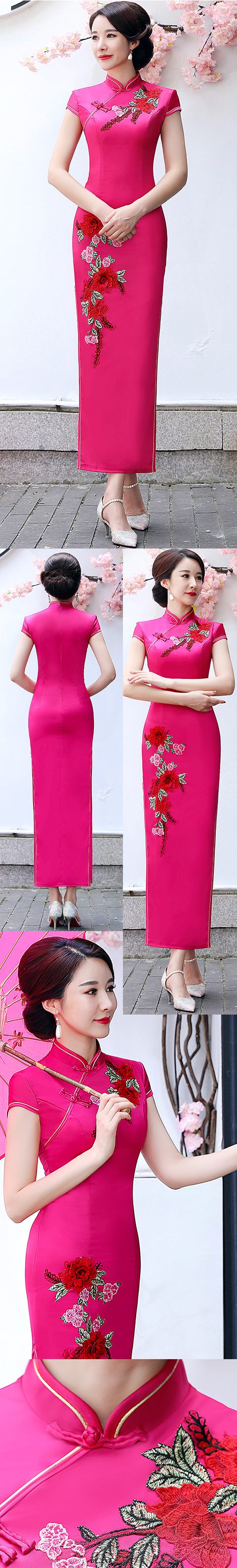 Long-length Silky Embroidery Cheongsam (CM/RM)