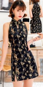 Cut-in-shoulder Short Brocade Cheongsam Dress (RM)