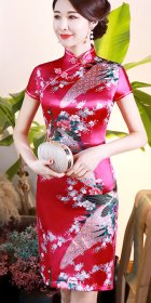 Short-sleeve Mid-length Silky Cheongsam (RM)