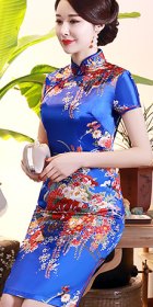 Short-sleeve Mid-length Silky Cheongsam (RM)