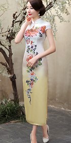 Long-length Silk Printing Cheongsam (RM)