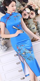 Long-length Silk Printing Cheongsam (RM)