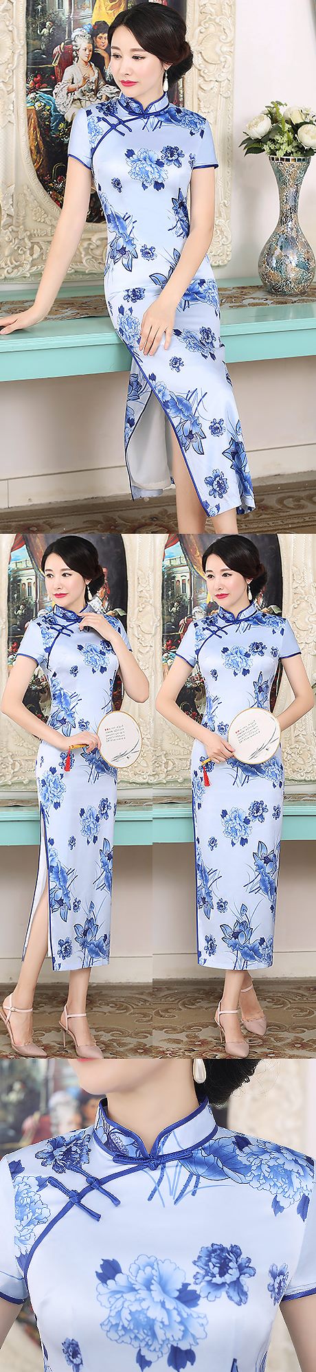 Long-length Silk Printing Cheongsam (RM)