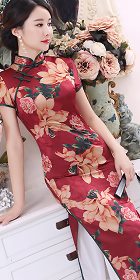 Long-length Silk Printing Cheongsam (RM)