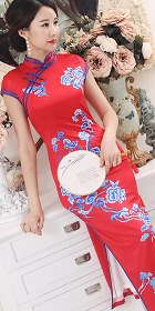 Long-length Silk Printing Cheongsam (RM)