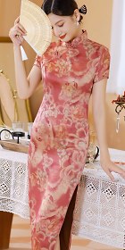 Long-length Silk Printing Cheongsam (RM)