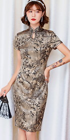 Short-sleeve Mid-length Silky Cheongsam (RM)