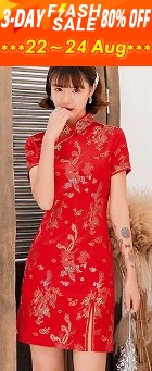 Short-sleeve Short Brocade Cheongsam Dress (RM)