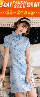 Short-sleeve Short Brocade Cheongsam Dress (RM)