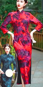 3/4-sleeve Long-length Velvet Cheongsam (RM)