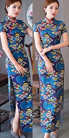 Long-length Ethnic Printing Cheongsam (CM/RM)