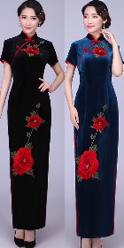 Short-sleeve Long-length Velvet Cheongsam (RM/CM)