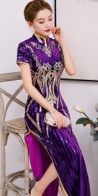 Gorgeous Abstract Pattern Embroidery Long-length Cheongsam (RM)