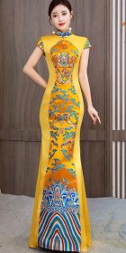 Magnificent Cup-sleeve Dragon Embroidery Cheongsam (RM)