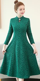 Long-sleeve A-line Embossed Embroidery Cheongsam (RM)