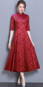 Long-length Dual-layer Embroidery Gauze Cheongsam (RM)