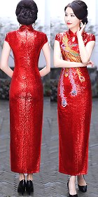 Paillettes Embroidery Long-length Cheongsam (CM)