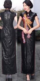 Paillettes Embroidery Long-length Cheongsam (CM)