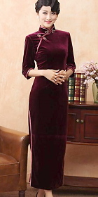 3/4-sleeve Long-length Cheongsam (CM)